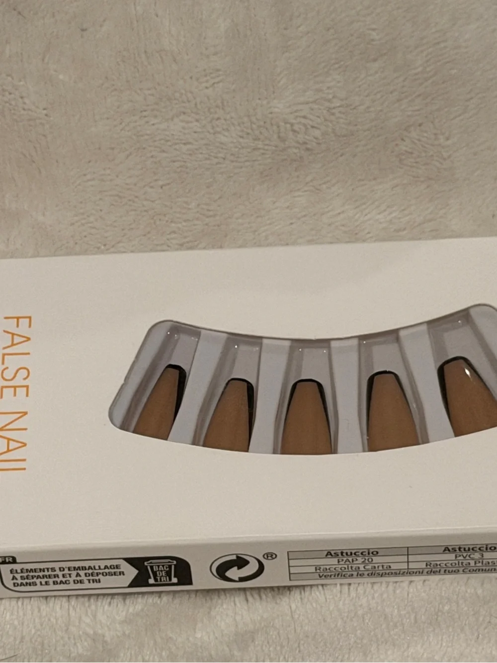 Black French Tip Coffin Press On Nails | Minimalist Glossy Nude Nail Set